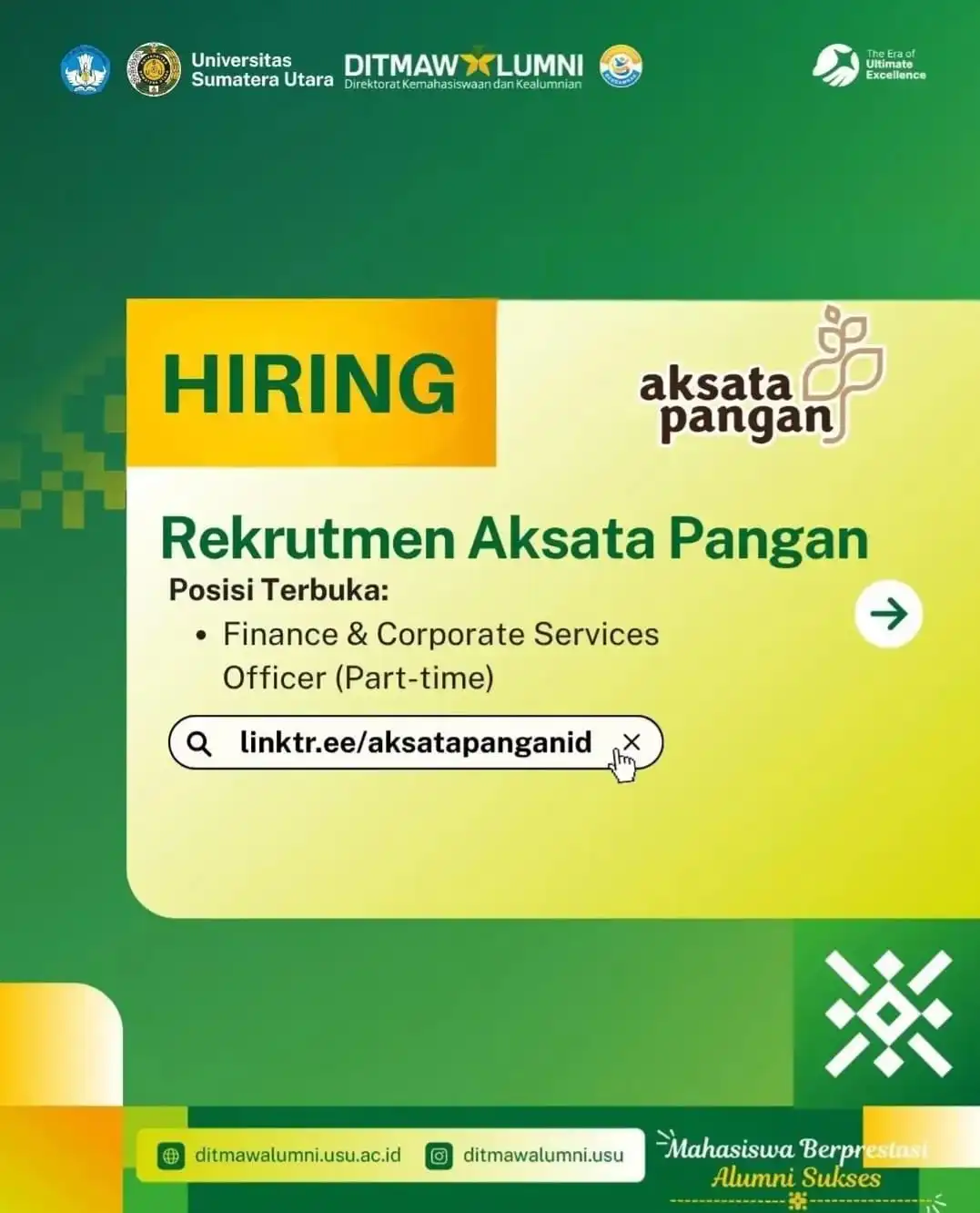 Rekrutmen Aksata Pangan sebagai Finance & Corporate Services Officer (Part-time)